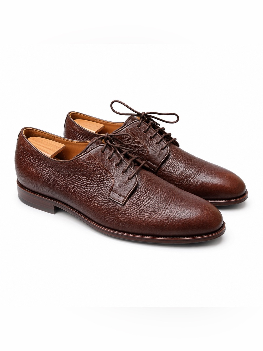 Curatore Vero Cuoio Brown Pebbled Leather Derby Dress Shoes Sz 11
